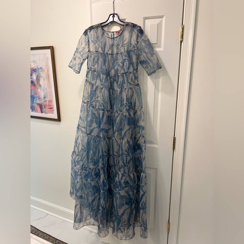 STAUD Blue Floral Formal Dress